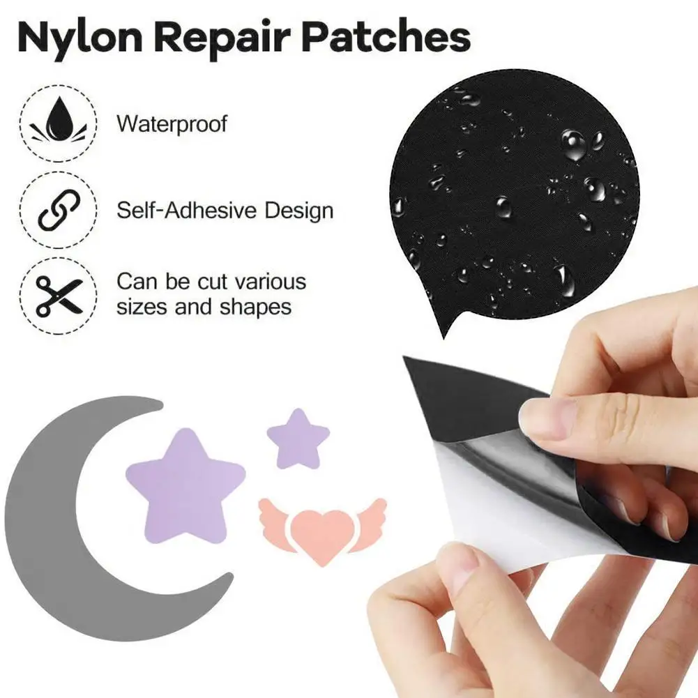 2pcs Repair Patches Self-Adhesive Waterproof Cloth Sticker For Down Jacket  Patched Holes Raincoat Holes Tearing Umbrella Patch