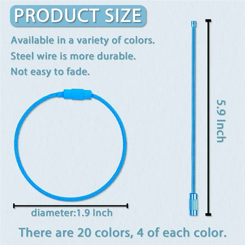 

N11R 100 Pcs Steel Wire Ring Wire Keychain Cable Luggage Tag Loop Tag Keepers Cable Loop Rings For Keys Outdoor (5.9 Inch) Durab