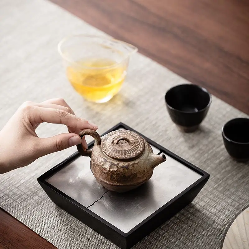 

Firewood Quiet Coarse New Light Luxury High Aesthetic Brewing Home Retro Kung Fu Tea Set Pottery Teapot Single Pot