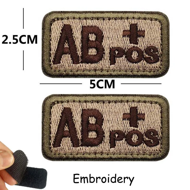 1/2 Stück, A B AB O POS-NEG Blutgruppen-Abzeichen, Stoffapplikation, Stickerei, Klettverschluss-Patches, militärischer taktischer Patch für Rucksäcke