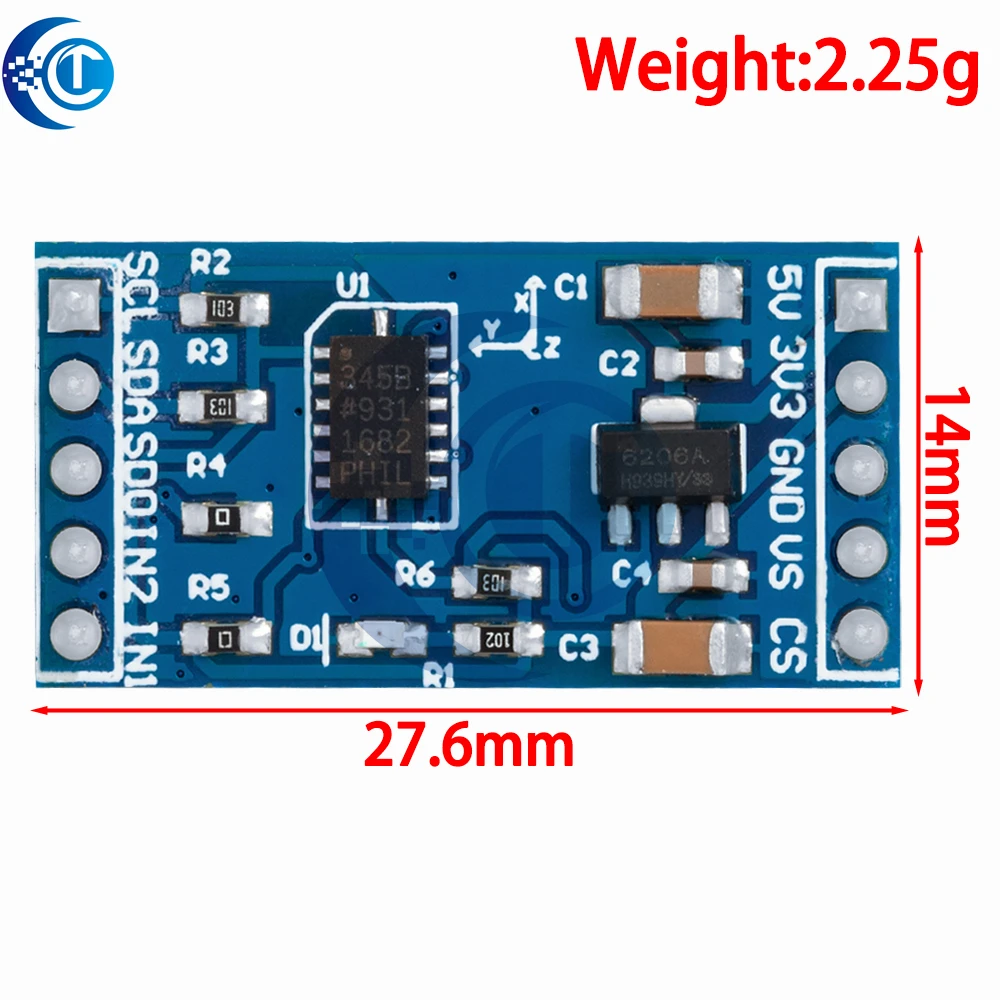 Módulo acelerómetro de 3 ejes ADXL345: ±16 g de alta precisión con interfaz I2C/SPI: compatible con Arduino y Raspberry Pi