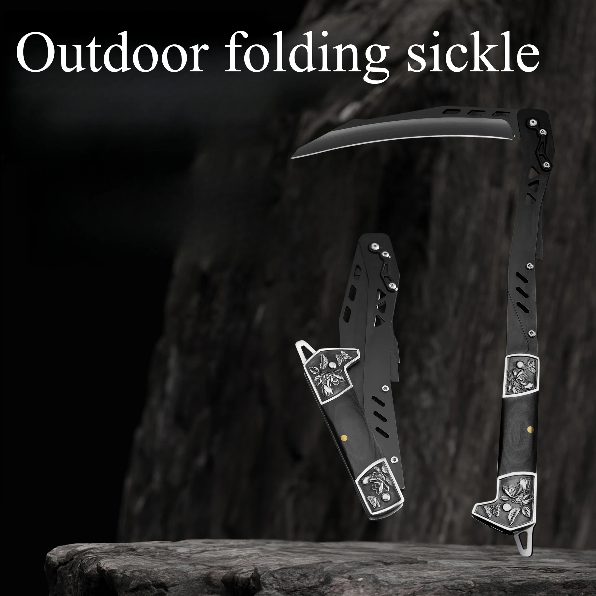 多機能折りたたみ鎌屋外クライミングツールキャンプ雑草管理家庭菜園ポータブル折りたたみ EDC 鎌