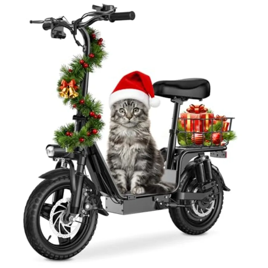 

Adults Electric Scooter with Seat featuring 1000W Peak Motor 48V 10.4AH Battery Foldable Design with 14 Large Tires Reaching up