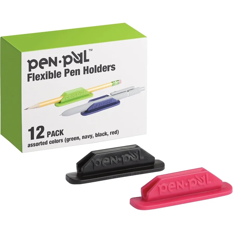 حاملات أقلام لاصقة للحافظة، 12 عبوة من منظم أقلام مرن للمعلمين واللوازم المكتبية والمدرسية، متعددة الألوان