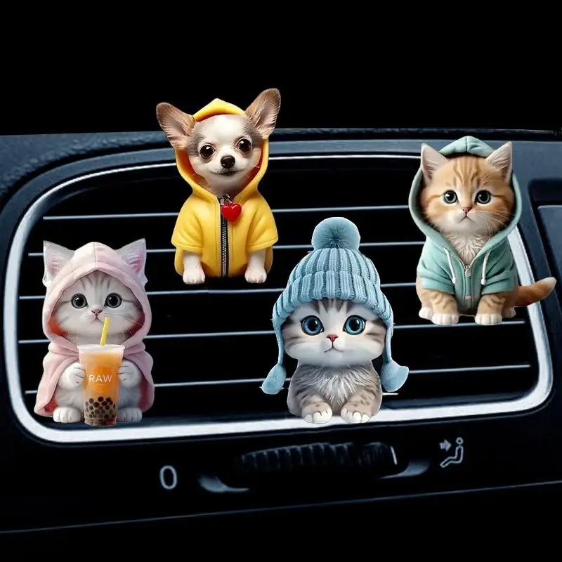 Cat Car Air Freshener Cute Outlet Vent Clip Long Lasting Scent for Auto Interior Accessories Deodorizer for Women Girls