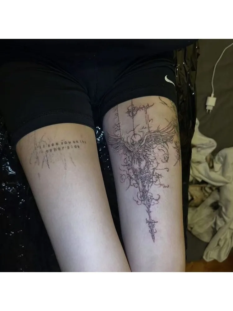 Kräuterflügel Temporäres Tattoo für Frau Mann Arm Gothic Wasserdicht Fake Tattoo Mädchen Dunkel Sexy Kunst Dauerhaftes Semi Permanent Tattoo