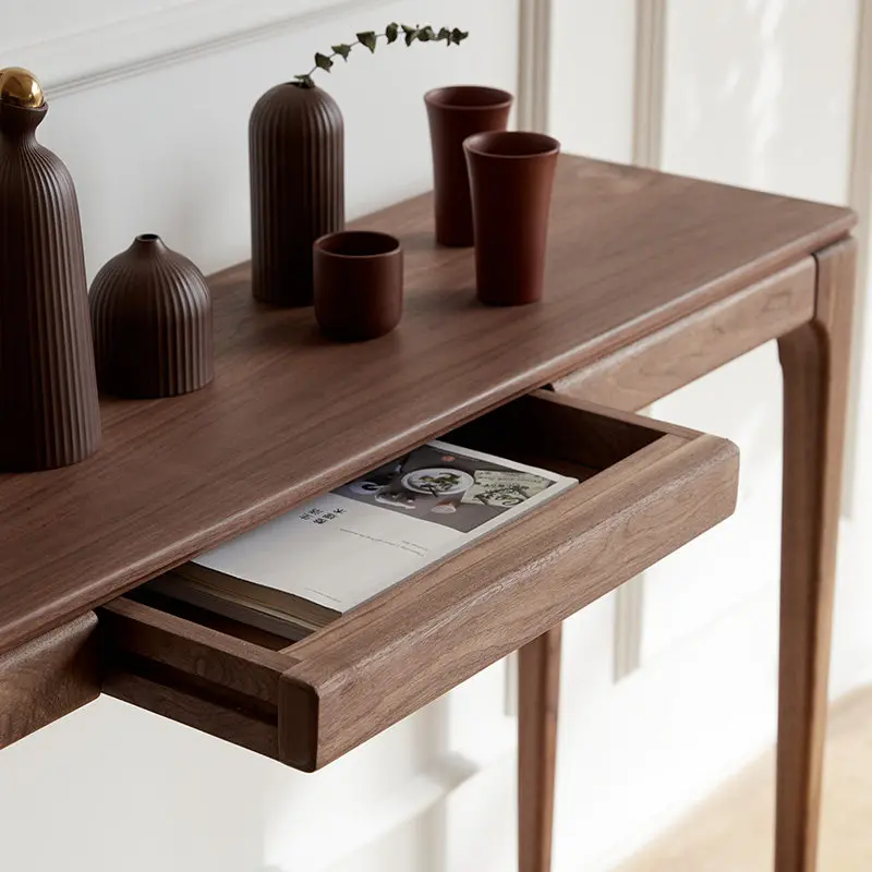 

PYH woodworking room strip case modern simple black walnut entrance table solid wood table style bar table