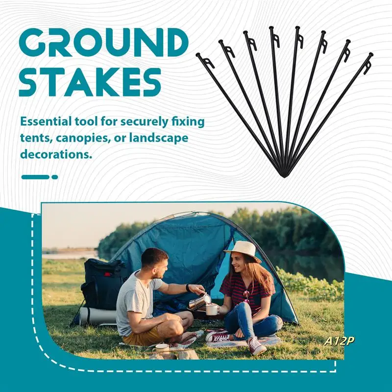 

8 Pack Tent Stakes Heavy Duty Metal Tent Pegs For Camping Steel Tent Stakes Unbreakable And Inflexible