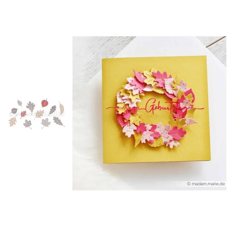 Neues Produkt Vorverkauf Blatt Eltern-Kind Stanzformen und Stempel DIY Scrapbook Album Dekoration Geprägtes Papierkarten-Set