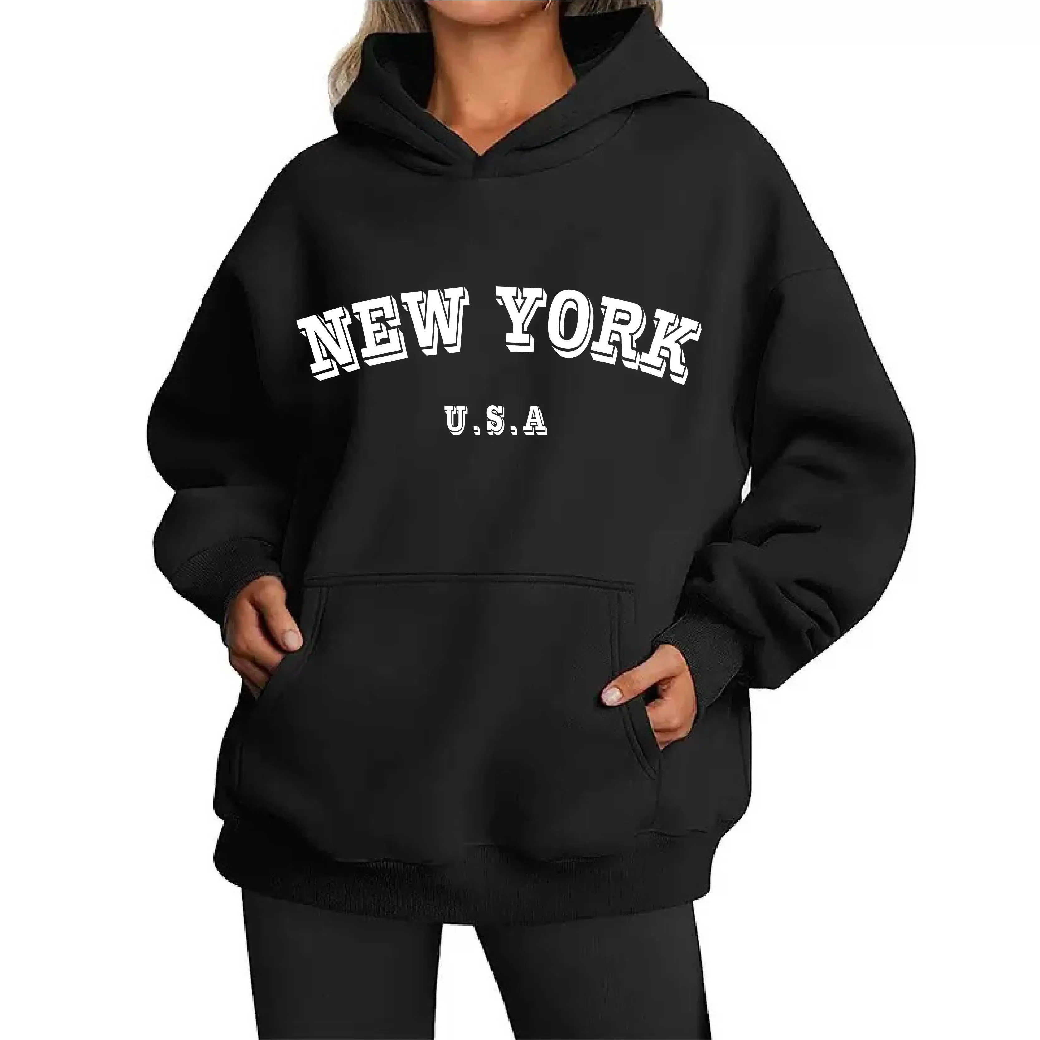 مريح صالح للجنسين هوديي نيويورك الولايات المتحدة الأمريكية حروف البلوز البلوز أزياء عارضة زائد حجم الهيب هوب البلوز #5