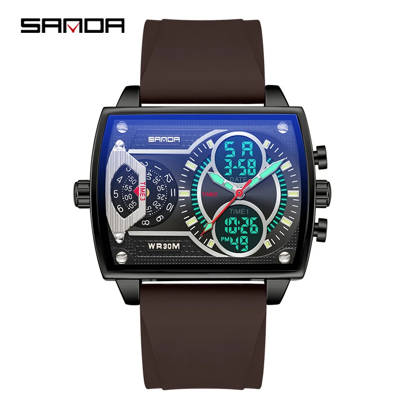 SANDA 6032 Digital Watch Men Military Army Sport Chronograph Quartz Wristwatch Original Classic Waterproof Male Electronic Clock