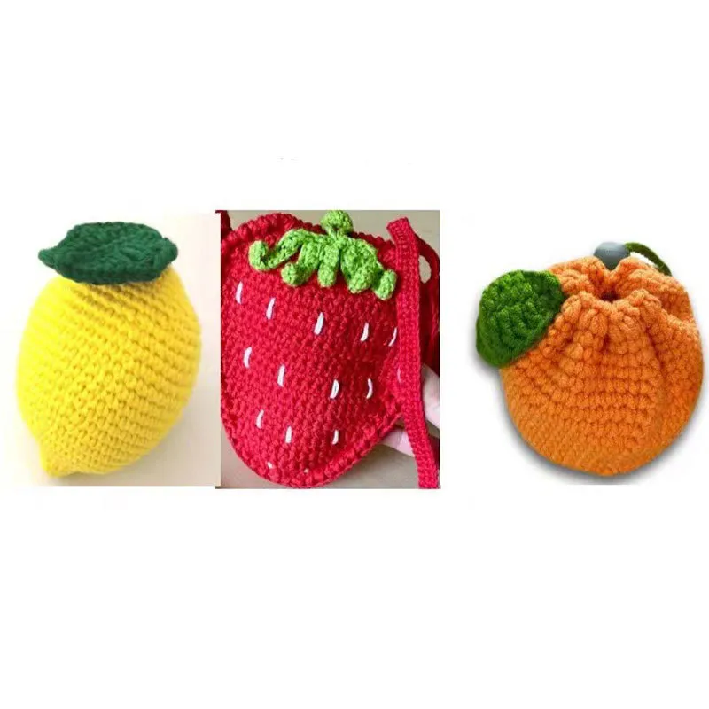 Orange Coin Purse Crochet Drawstring Bag Cute Drawstring Orange-shaped Crochet Purse Crochet Tangerine Bag Coin Chargers