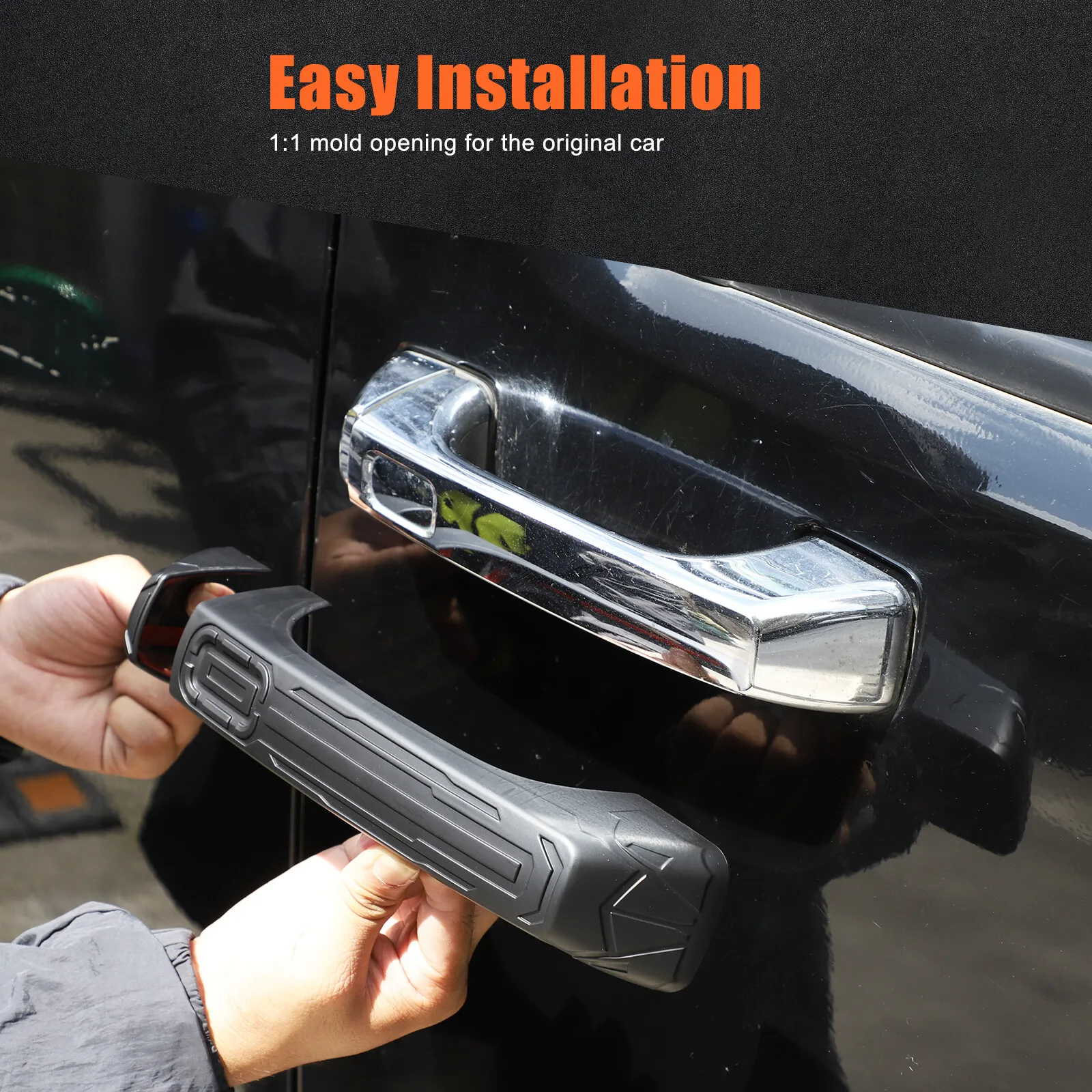 

4PCS ABS Carbon Style Car Exterior Door Grab Handle Trim For Hummer H3 2005-2009 Door Grib Handle Protection Cover Accessories