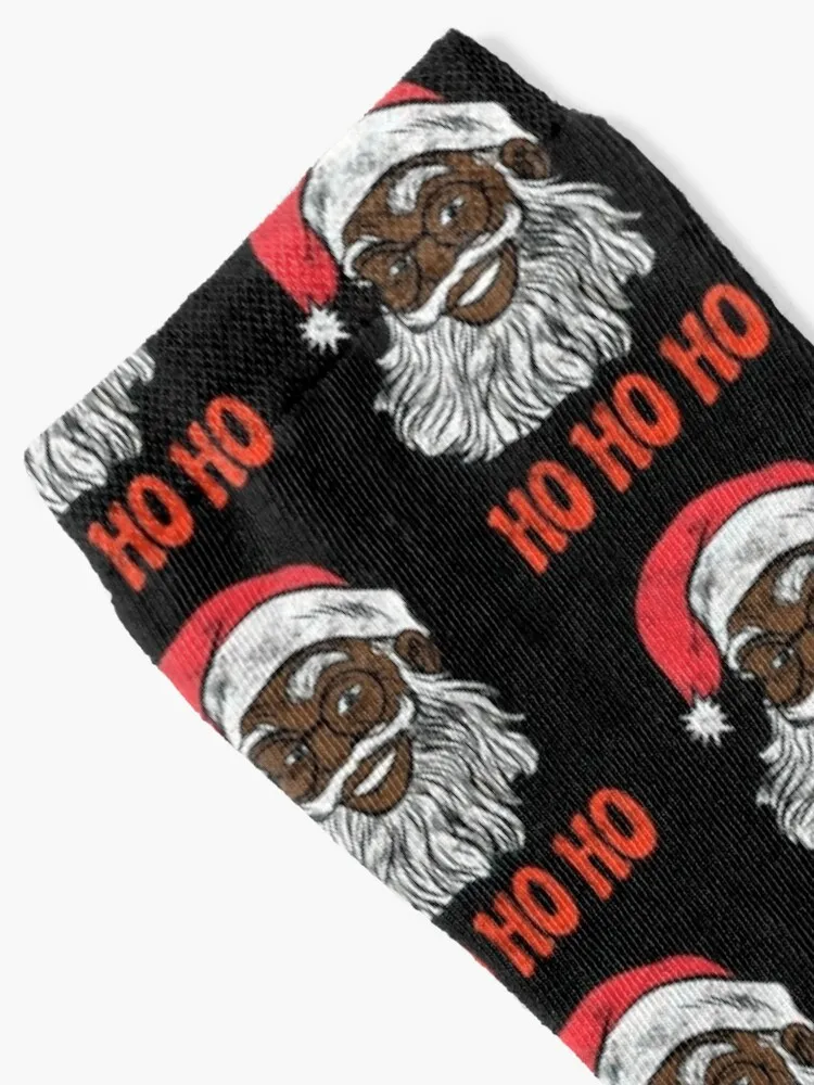 Africano-americano papai noel ho ho feliz natal meias meias divertidas