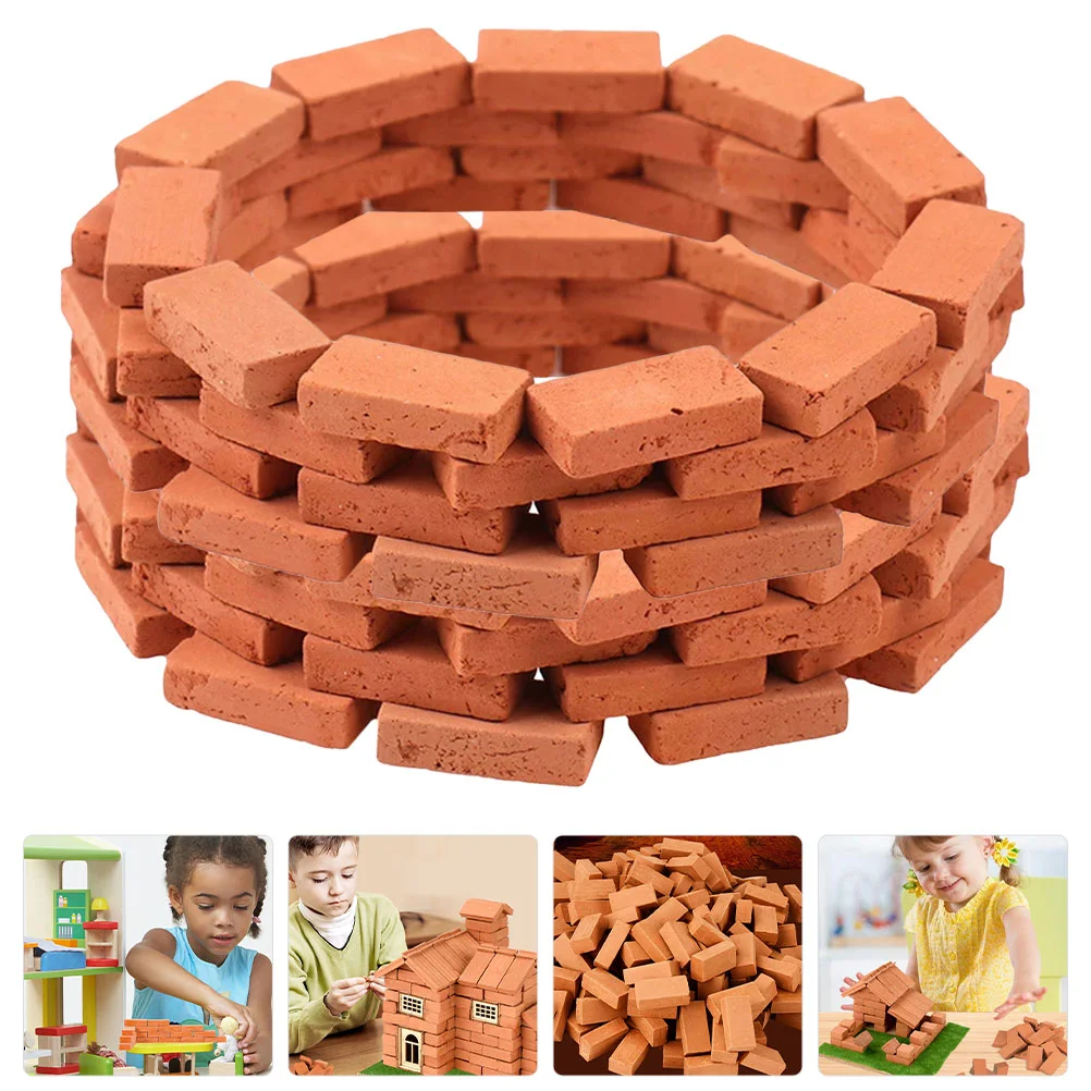 

150 Pcs Building Blocks Mini Small Red Brick Simulated Models Decorate Furniture Miniature Figurines Sand Table Decors