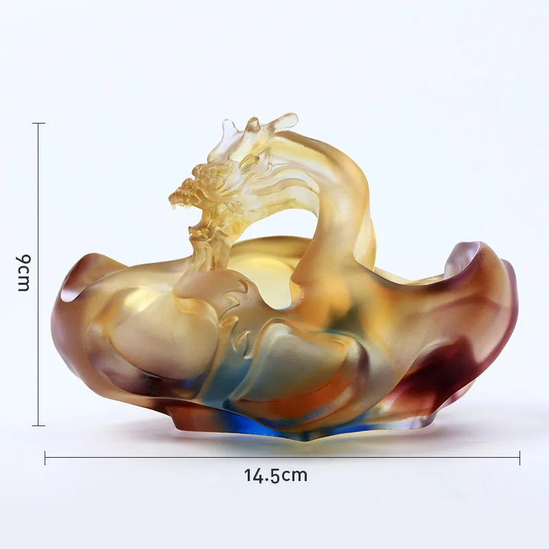 Kolorowa glazura smok popielniczka kryształowa luksusowy stół tron ozdoby Boss King biurko układ cenny prezent biznesowy
