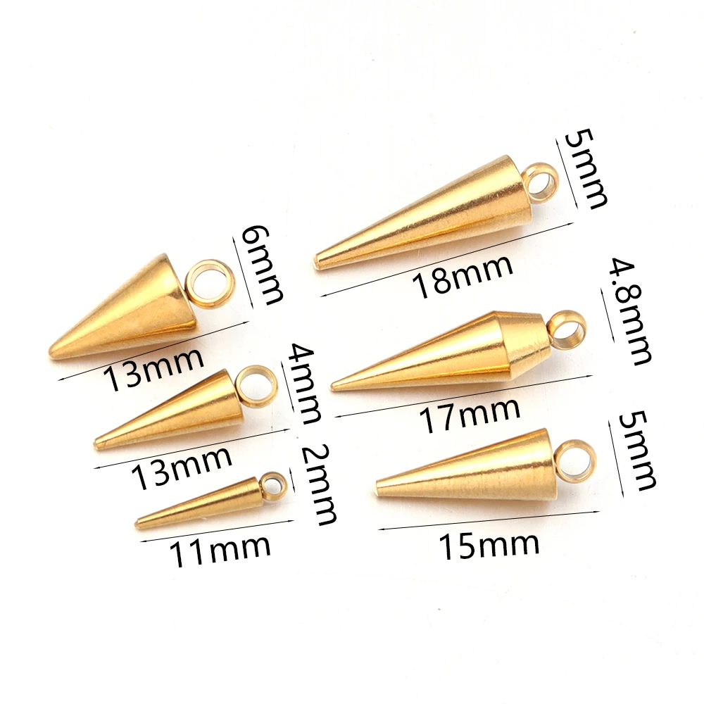 10PCS Stainless Steel Cone Charms Pendants Retro Spike Beads Charms Pendants for Women Man Hoop Earring Jewelry Making Supplies view 2