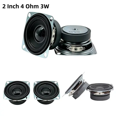 2-6Pcs 2 Inch 4 Ohm 3W Full Range Speakers Portable 52MM Audio Loudspeaker Subwoofer DIY Hifi Stereo Sqaure Bluetooth Speaker