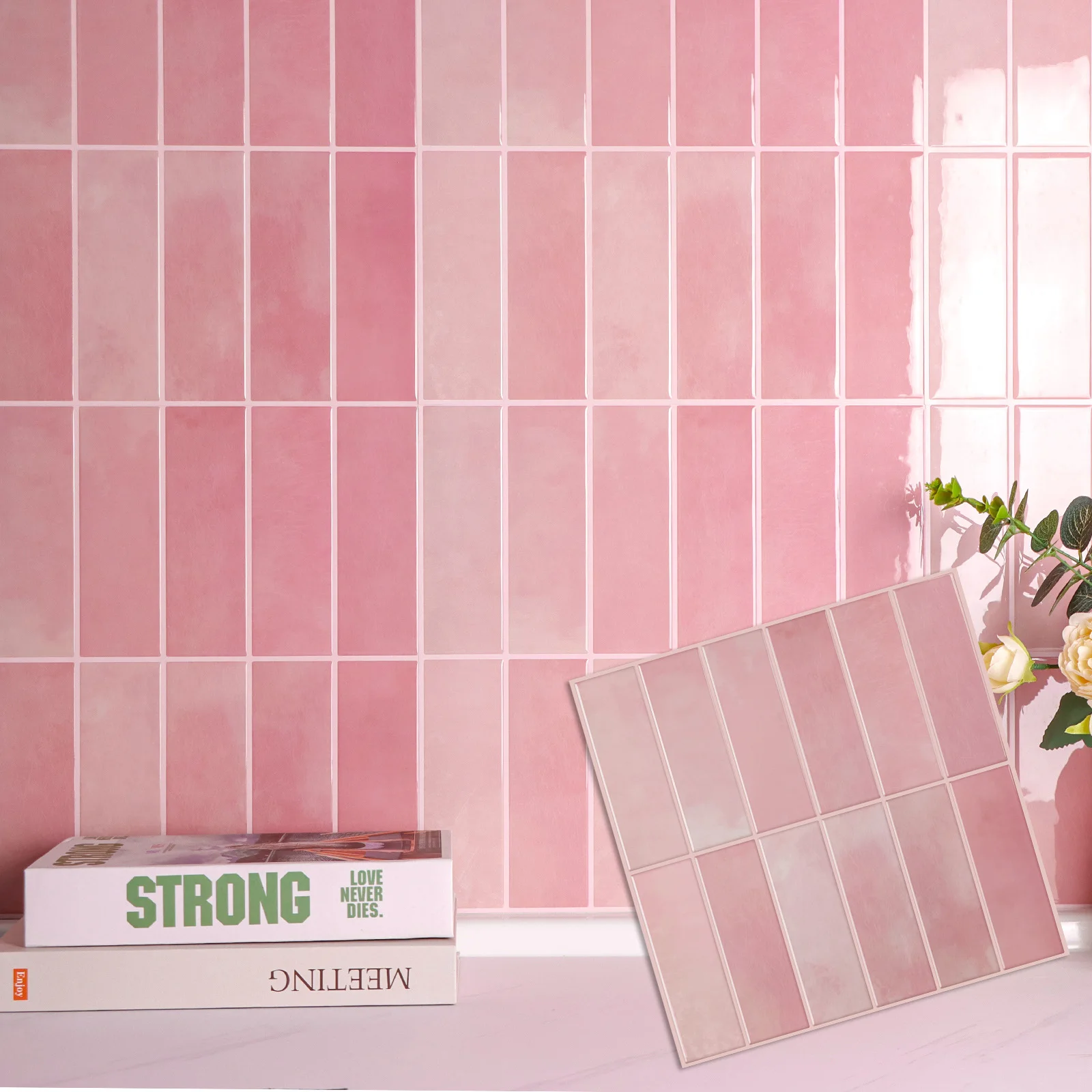 Peel and Stick Wall Tile Stickers Strong Adhesive Wallpaper DIY for Kitchen &Bathroom Backsplash Bathroom RVs Decoration