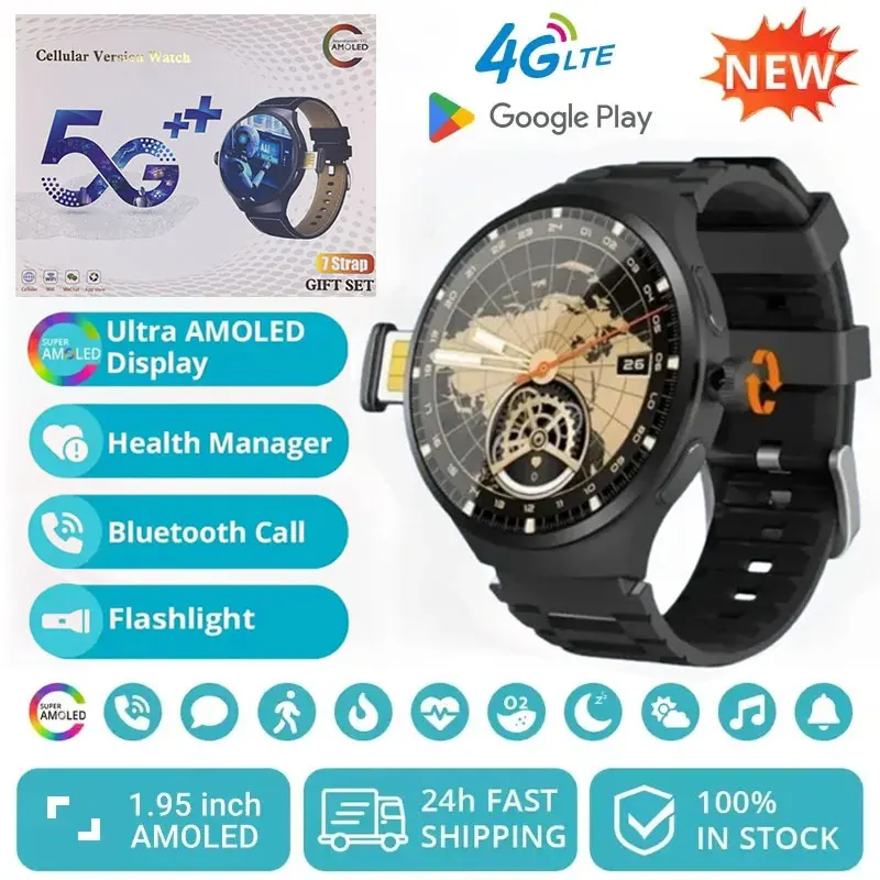 

2025 5G VP50 Smartwatch: 1.75" AMOLED, 1500mAh Battery, 800W Rotatable Camera, GPS, WiFi, App Support