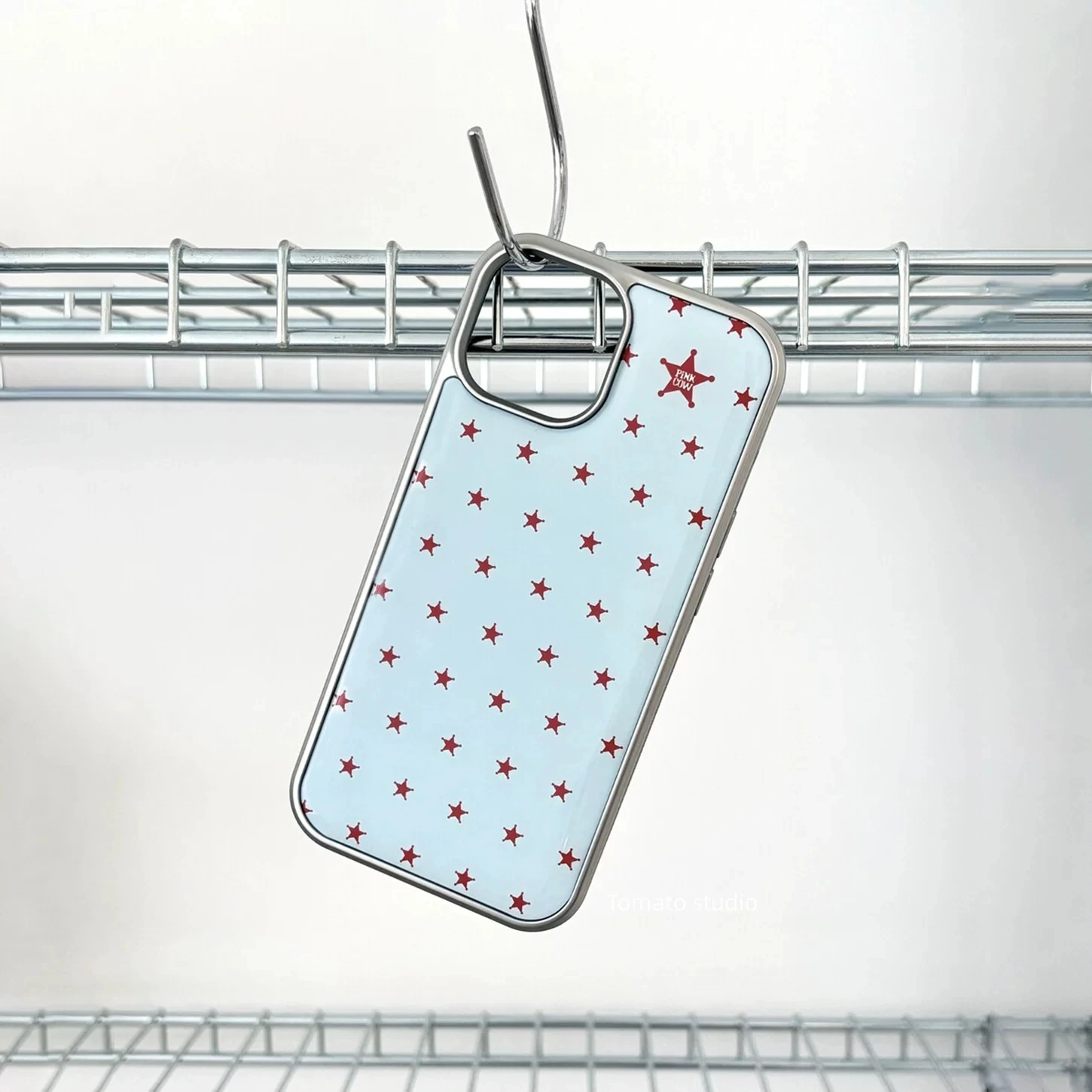 Milk Blue Vintage Pentagram Electroplated Drop Glue Phone Case For iPhone 18 17 16 15 14 13 12 11 Pro MAX Plus 17air Y2K Cover
