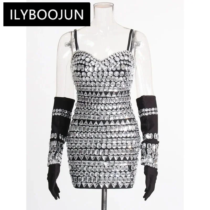 

ILYBOOJUN Patchwork Embroidered Flares Dresses For Women Square Collar Sleeveless High Waist Slim Sexy Summer Dress Female