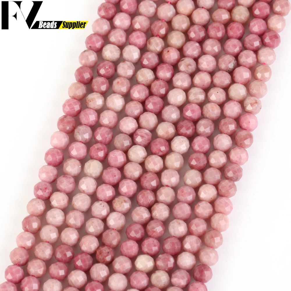 2/3/4mm Natural Stone Beads Faceted Round Rhodonite Loose Beads For Jewelry Making Findings Fit DIY Bracelets Crafts Accessories