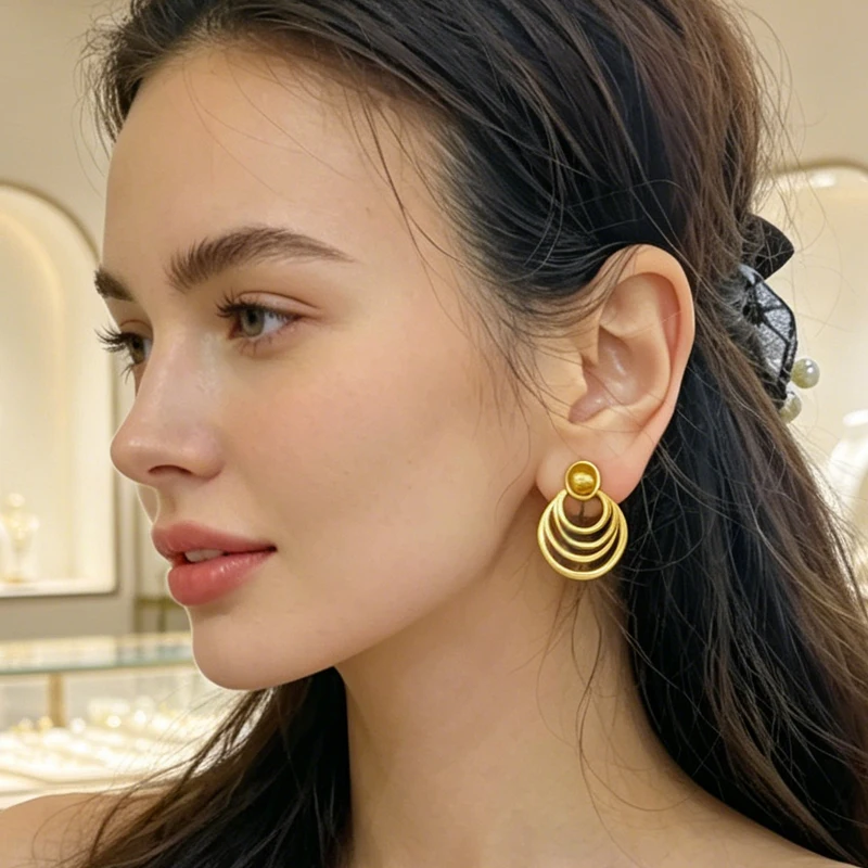 Stainless Steel Natural Turquoise Ear Clips 18K Gold Plated Female Non Tarnish Waterproof Non Pierced Clip on Earrings Jewelry