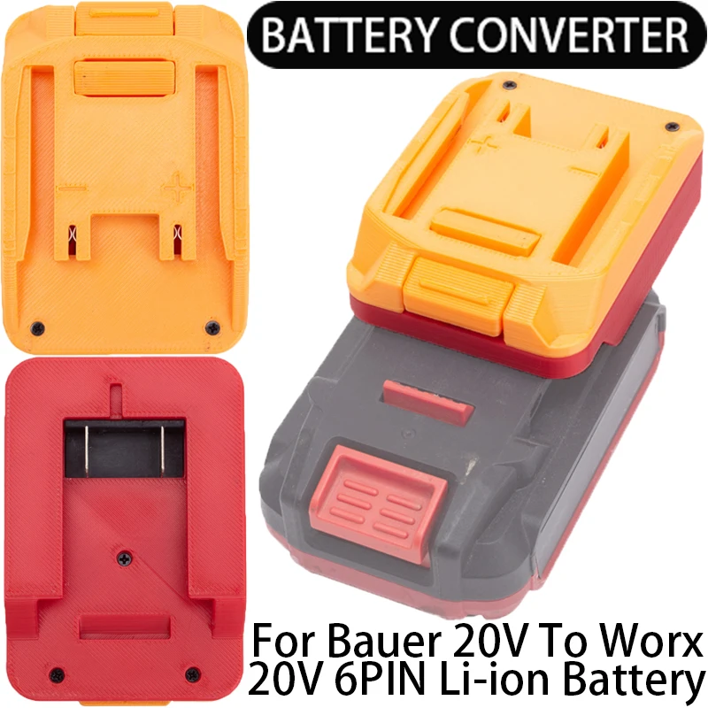 Adaptador de Bateria Worx-li-ion Acessório para Ferramenta Elétrica 6pin Conversor para Bauer 20v