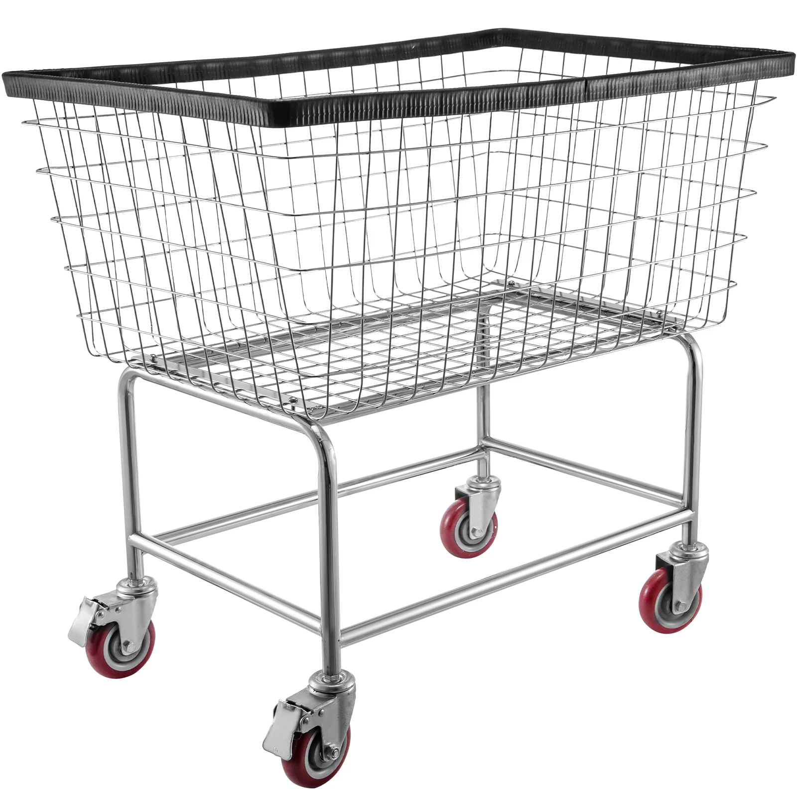 VEVOR 4.5 Bushel ,Commercial Wire Laundry Basket Cart, 35\'\'x15.7\'\'x22\'\' , Steel Frame with Chrome Finish, 5\'\' Casters