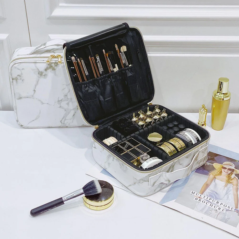 

1pc Marble Pattern Makeup Bag Large Capacity Portable Pouch For Travel Gym Camping Outdoor Activity Handheld