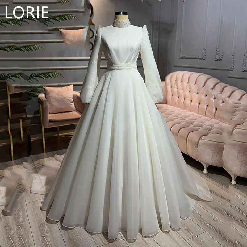 LORIE A-line Princess Beading Appliques Elegant Wedding Dress Saudi Arabia Wedding Gowns Modest Bride Gown Customized 2025