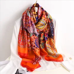 Spring Scarf Women's Luxury Design Scarf Silk Smooth Scarf Soft Muslim Headband Shawl Beach 85x180cm