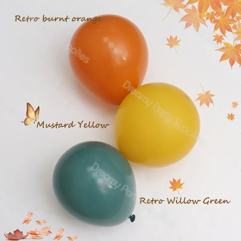 5/10/12/18inch Retro Pastel Green Orange Mustard Yellow Matte Balloons Baby Shower Baptism Birthday Bride Wedding Christening