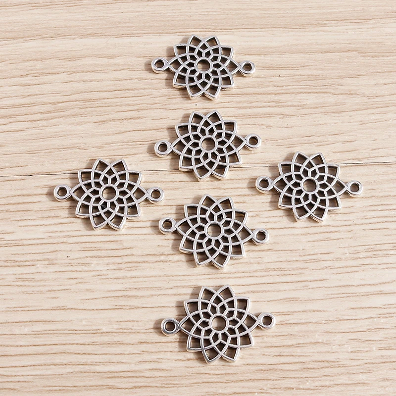 Tusember 40 Stück 14*20mm Metall Niedliche Hohle Lotus-Anhänger Verbinder für Schmuckherstellung Handgemachte DIY Halsketten Ohrringe Armbänder – Detail 4