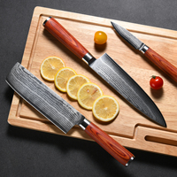 1 Piece Damascus Steel Professional Kitchen Knife, Practical Paring/Slicer/Chef Knife, Lightweight and Comfortable Red Handle