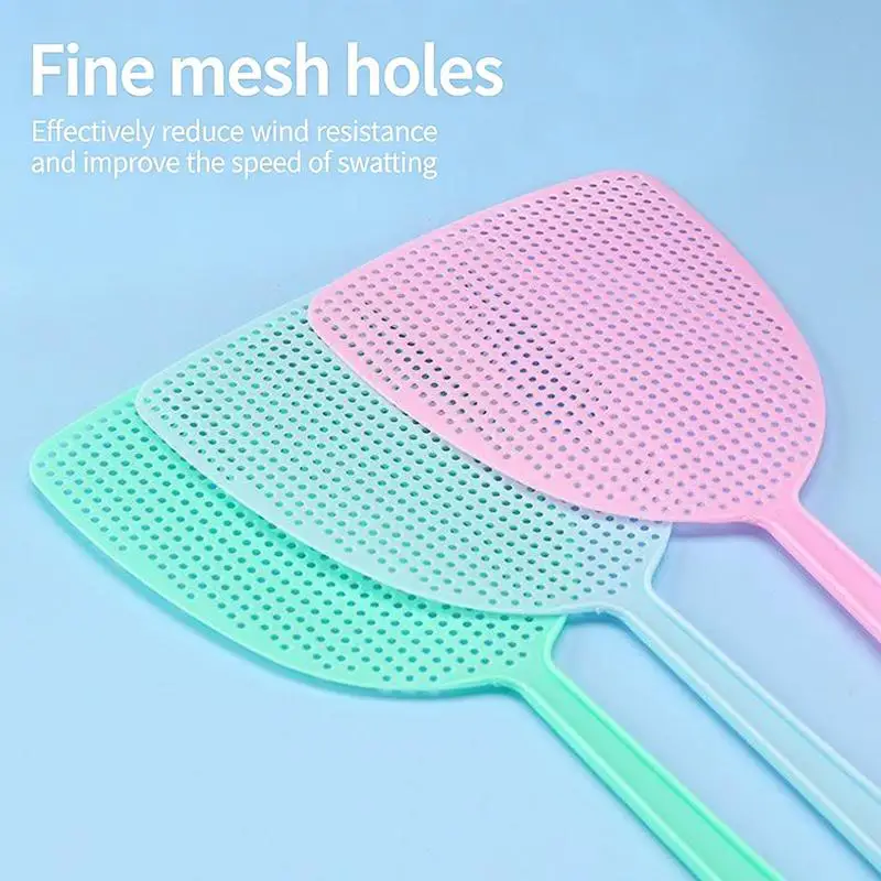 5Pcs Unbreakable Large Long And Thick Plastic Fly Swatter Hand-Operated For Home Use Mosquito And Fly Control