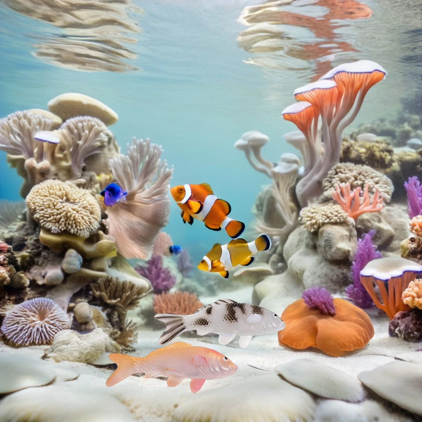 

4Pcs Realistic Mini Koi Fish Artificial Plastic Floating Decoration for Aquarium Fish Tank Accessories Home Office Colorful