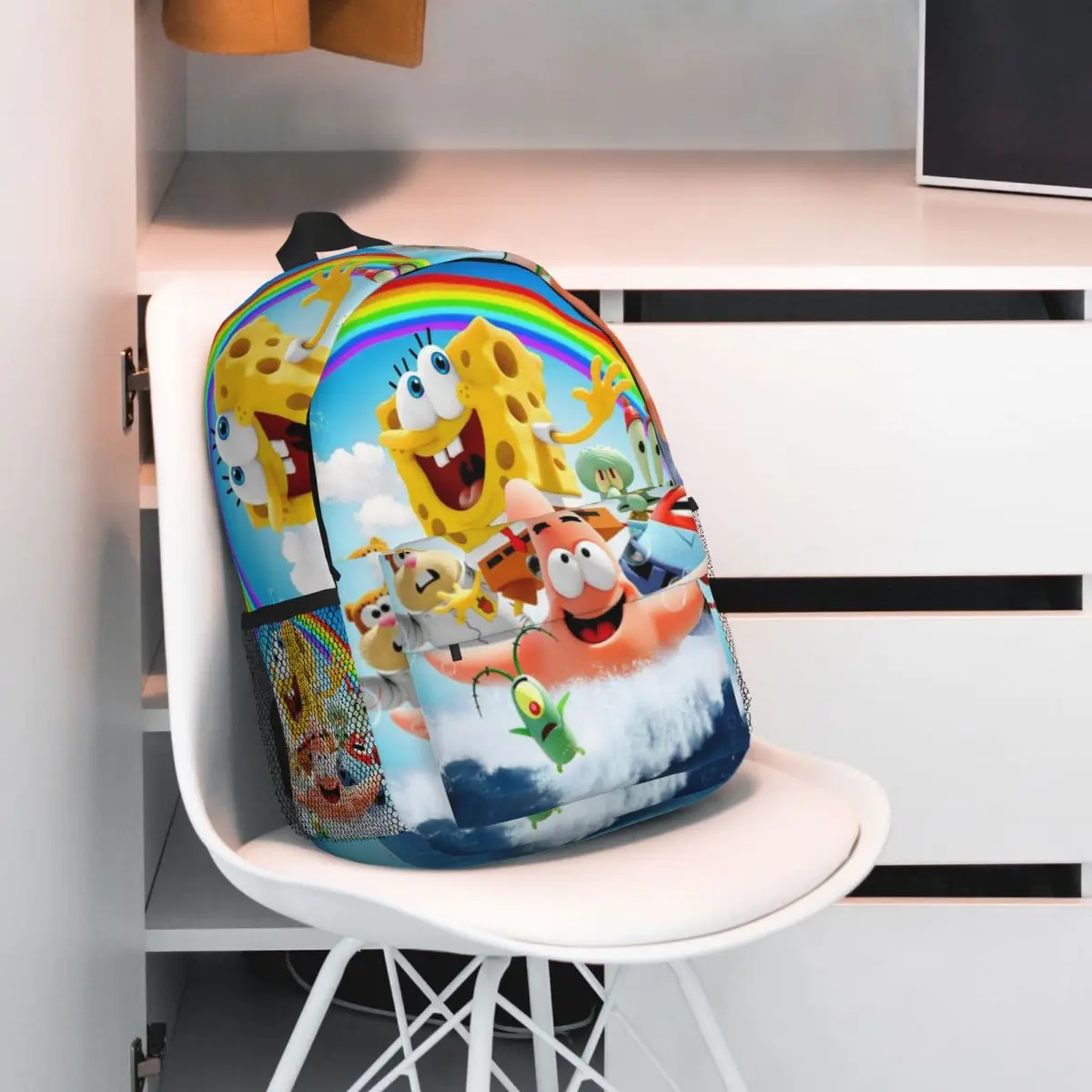 Bob Esponja Impresso Lightweight Casual Schoolbag, escola, ao ar livre, compras, escritório, 15"