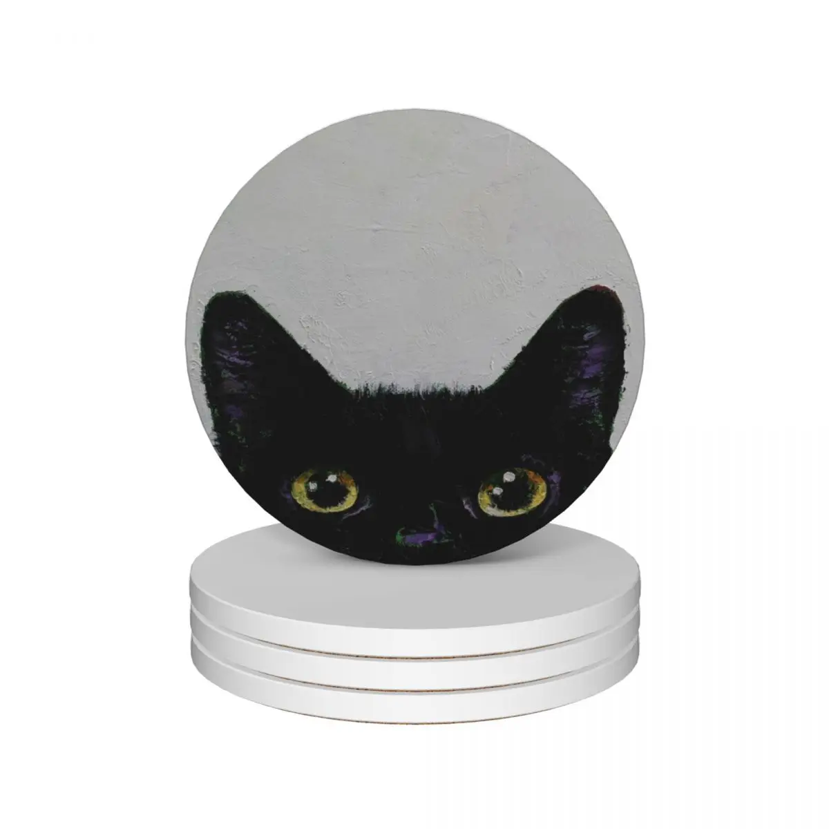 

Black Cat Ceramic Coasters (Set of 4) white table decoration and accessories Coasters