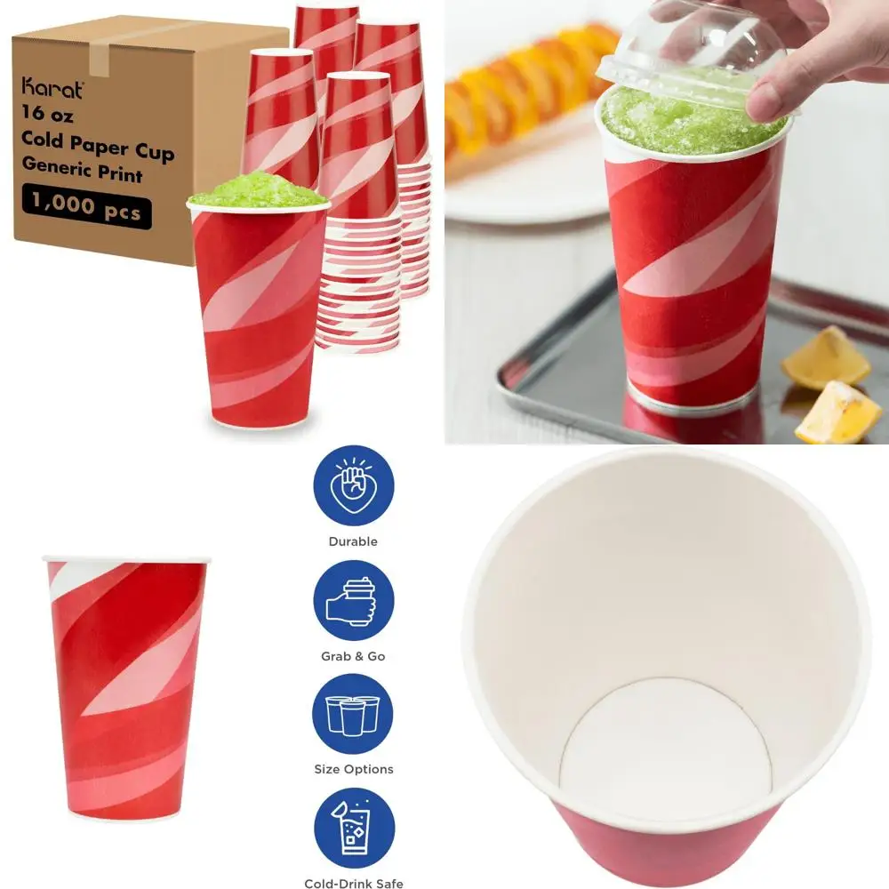 

Disposable Paper Cold Cups 1000 Count for Iced Tea, Coke, Soda, Beverages - 22oz Capacity, 90mm Diameter, White