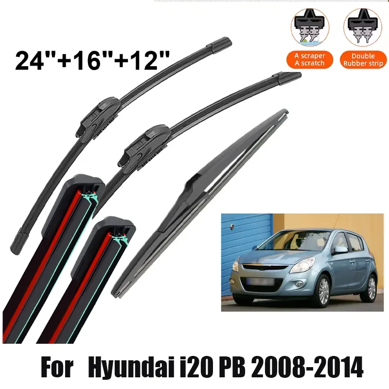 

Car Wiper For Hyundai i20 PB 2008-2014 Front Rear Wiper Blades Brushes Auto Accessories Hight Mute 2008 2009 2010 2011 2012