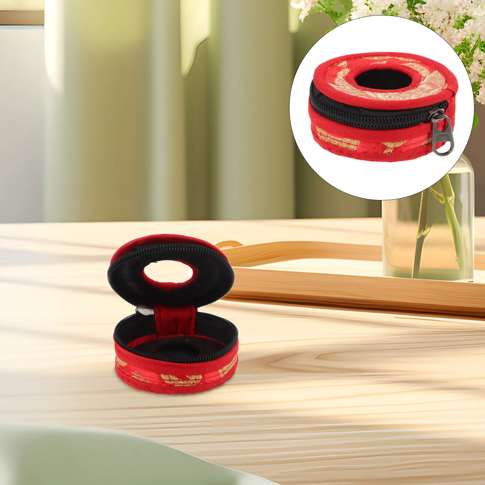 

Finger Cymbals Bag Cotton Cloth Zipper Closure For Tingsha Bell Protector Portable Case Pouch Holder Instrument Storage