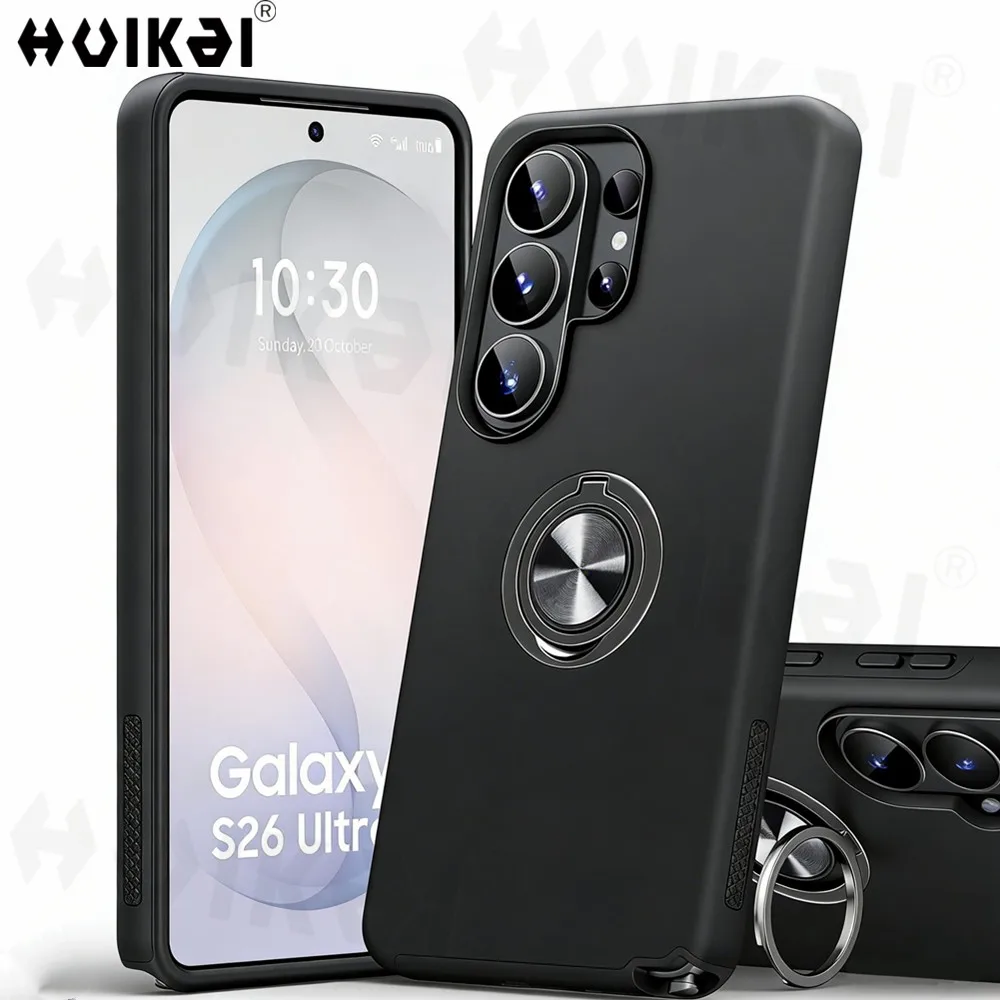 Hülle für Samsung Galaxy S26 Ultra Samsung S26 Plus S26, zweilagige, stoßfeste Metallring-Schutzhülle in Militärqualität, schlanke Passform