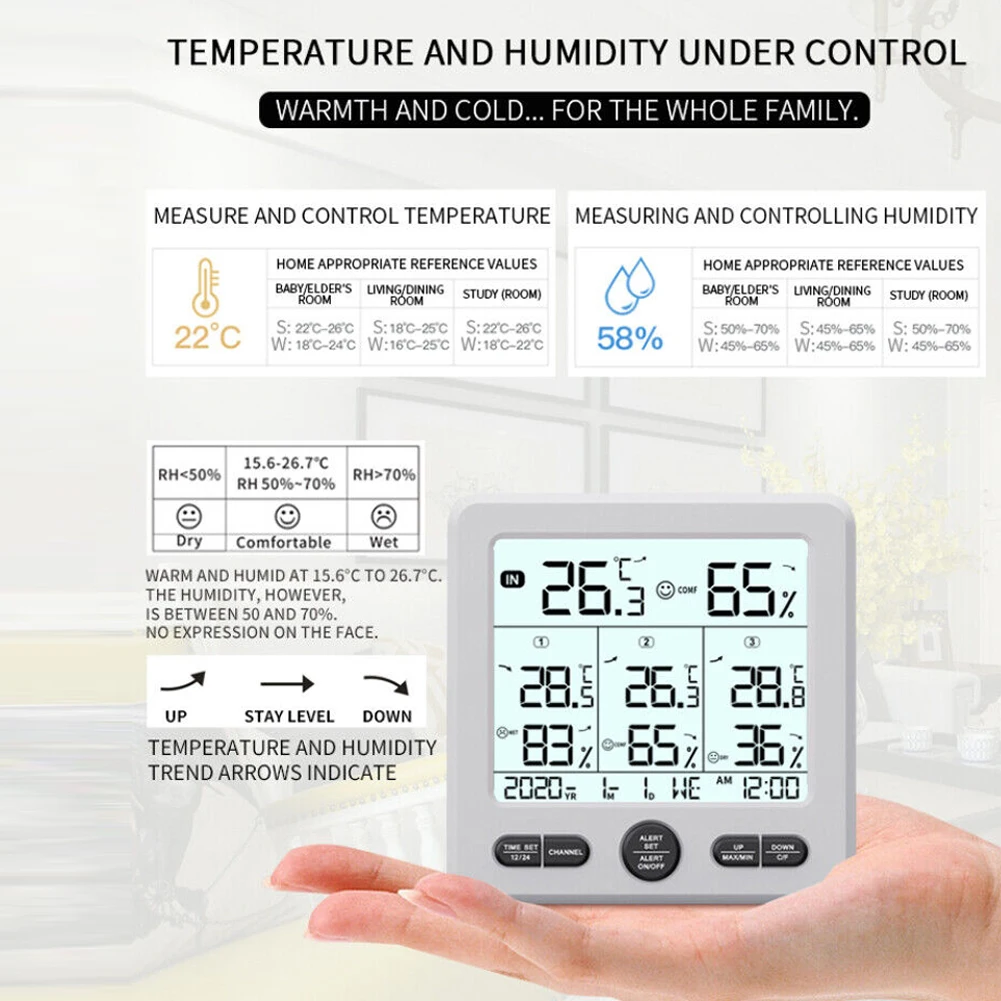 Indoor Outdoor Thermometer Digital Weather Station Easy-to-Read Display Humidity Detection For Indoor Use For Home