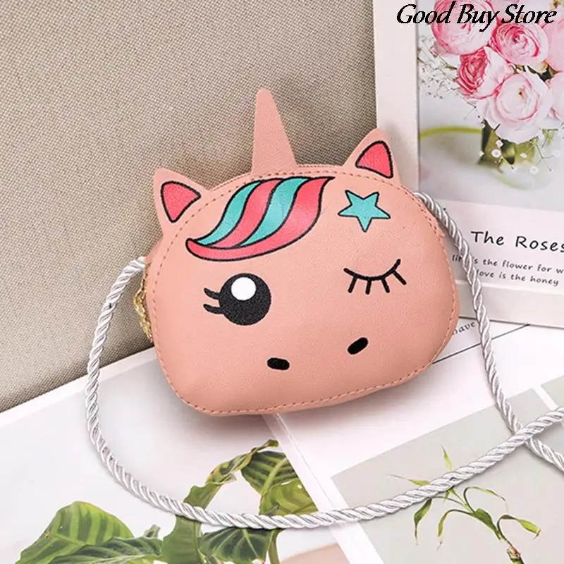 Unicorn Cartoon Shoulder Bag Lovely Animal Leather Coin Wallet Mini Purse Storage Children Small Handbags Girls Crossbody Bags