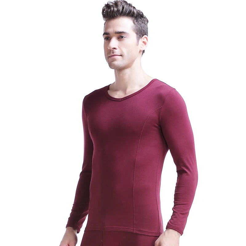

Men's thin cotton V-neck slimming basic underwear, single piece of youth long-sleeved warm top, base layer