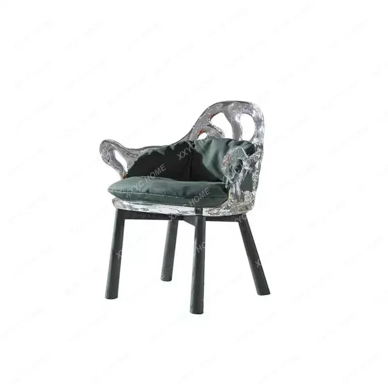 Y1 Italian design transparent resin soft bag backrest chair living room bedroom light luxury simple hollow tea table chair