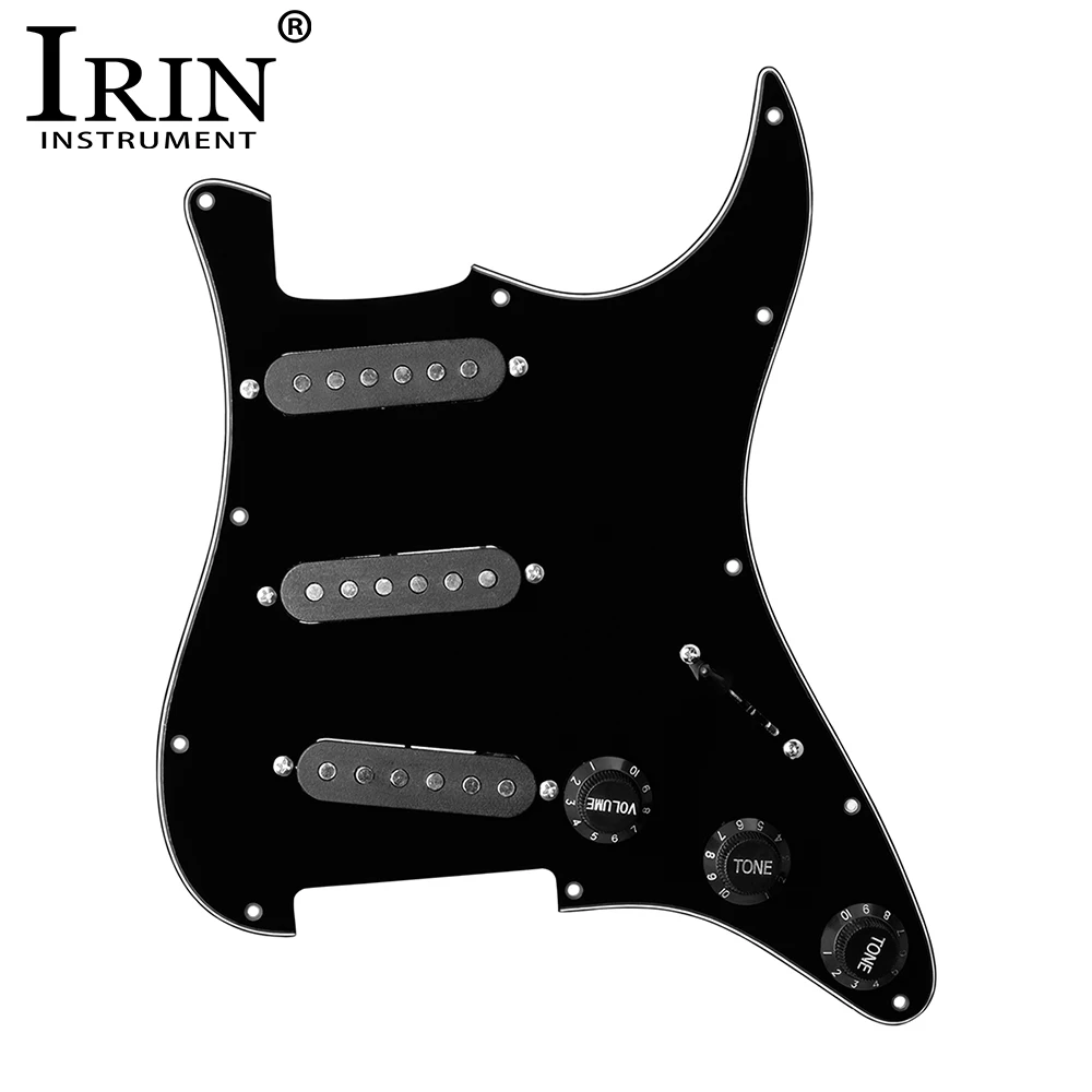 IRIN Electric Guitar Pickguard Pickups Loaded Prewired Black 11 Hole Single Coil Pickguard Pickups Parts for FD ST Style Guitar