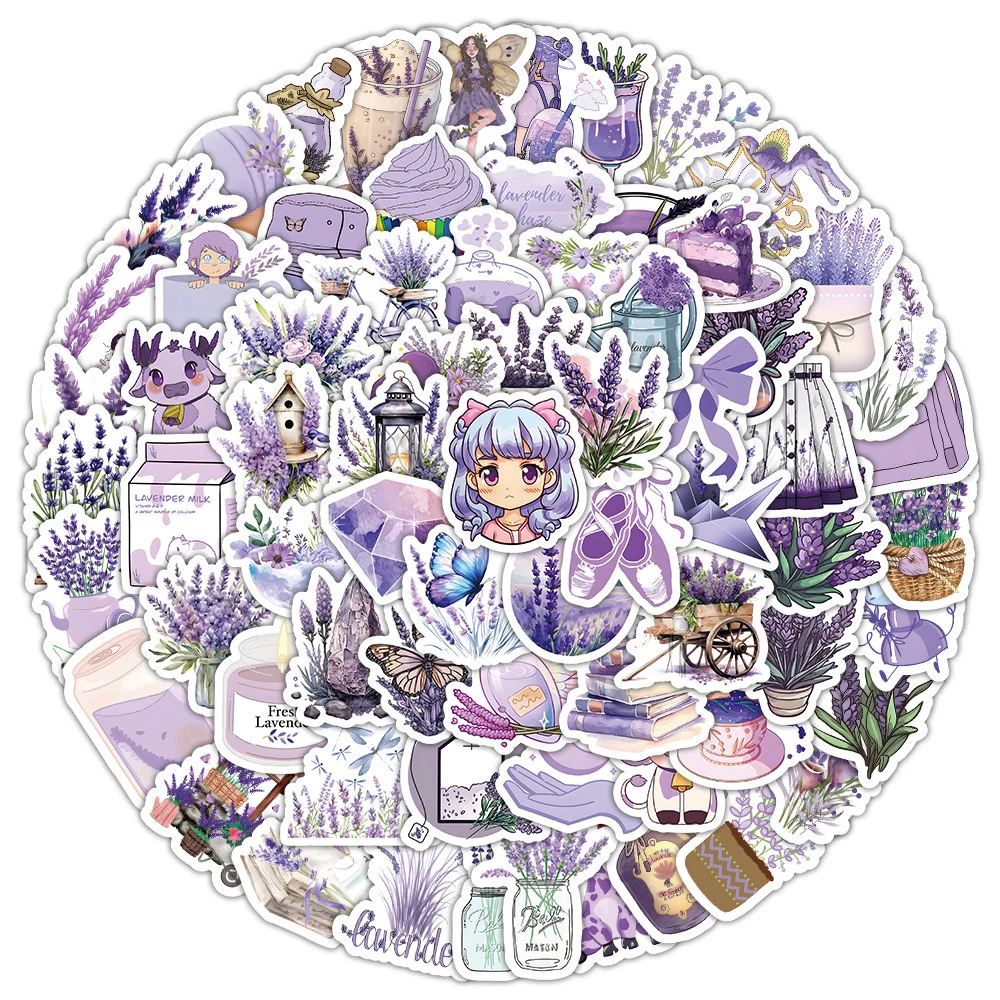 10/30/50/100pcs Kawaii Purple Lavender Cartoon Creative Girl Stickers Laptop Suitcase Phone Fridge Stationery Sticker Kids Toys